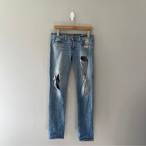 Rag & Bone Dre Jeans Low Rise Slim Boyfriend Jeans Distressed Destroyed Denim 26